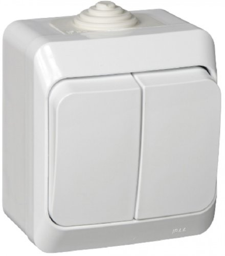 Выключатель накладной Systeme Electric Этюд 2-кл. IP44 белый картинка